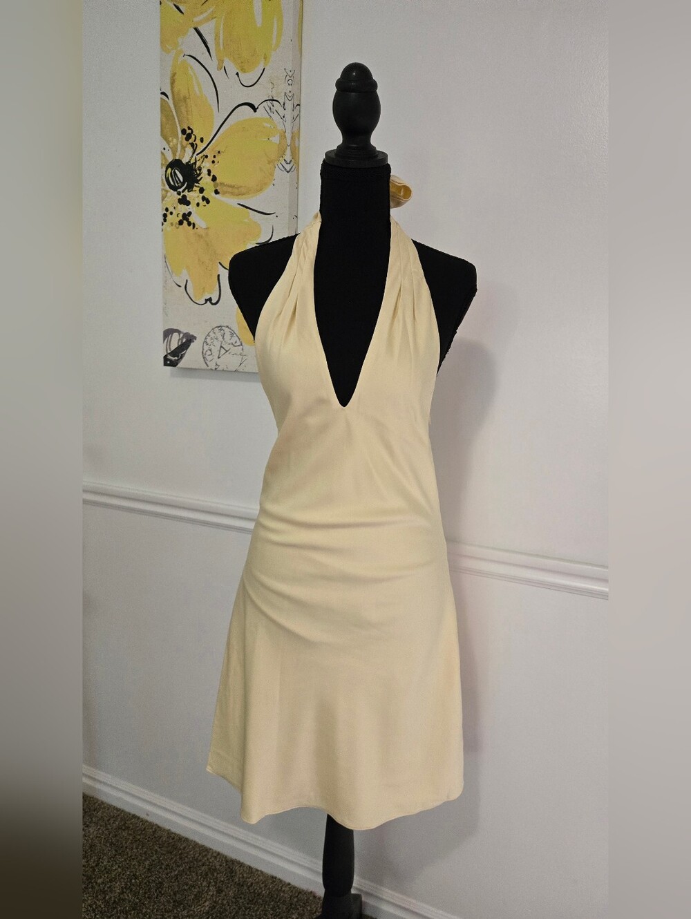Satin halter, backless dress